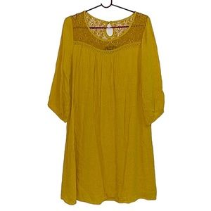 Naif Yellow Crinkle Tunic Dress
